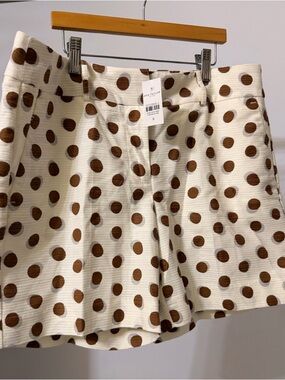 Ann Taylor Cream Skirt with Brown Polka Dots